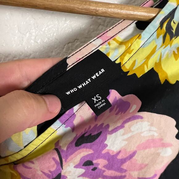 Who What Wear Black Yellow Floral Maxi Dress Size XS - Picture 8 of 9